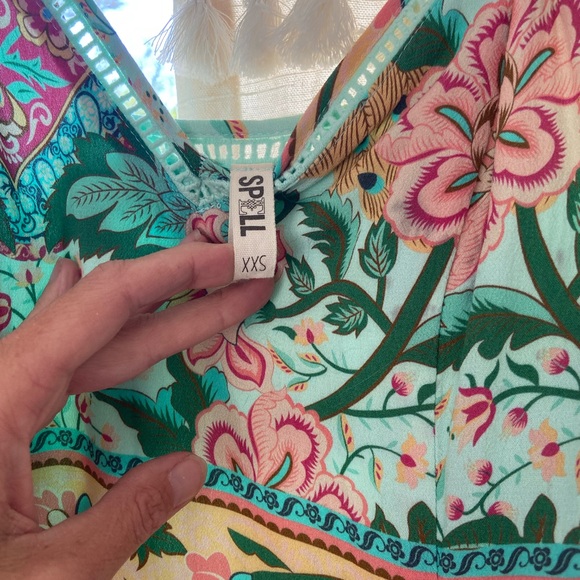 Spell & The Gypsy Lotus Sleeveless Strappy V Neck Maxi Dress Peacock - Picture 4 of 9